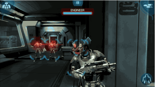 Radial weapons menu from Mass Effect: Infiltrator for iOS